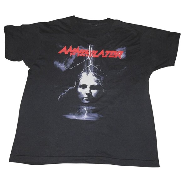 Vintage 1990 1991 Annihilator Never Neverland World Tour T-Shirt Large - Picture 1 of 9